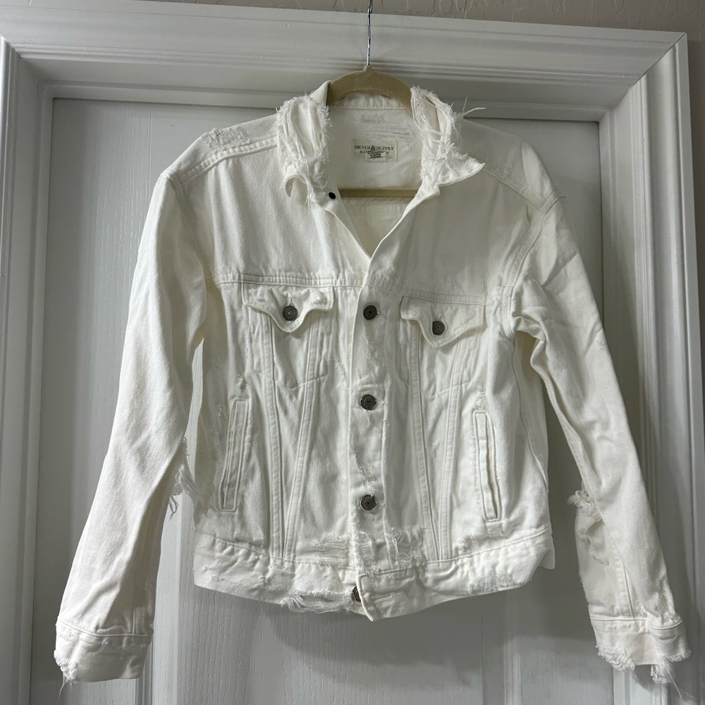 Denim and Supply Ralph Lauren white worn-look denim jacket size M